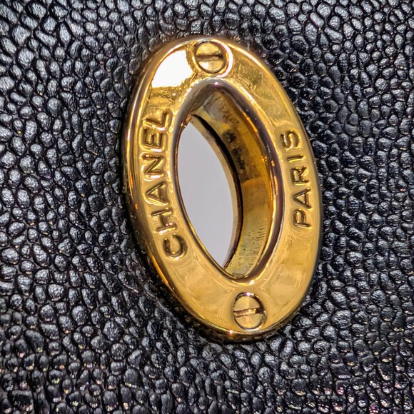 Chanel Vintage Black Caviar Mademoiselle Kelly Top Handle Flap Bag - Picture 10 of 16